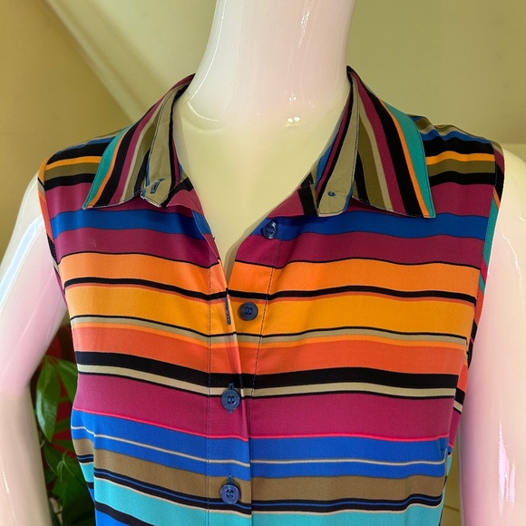 Calvin Klein Button Front Sleeveless Pleated Dress - Picture 2 of 10